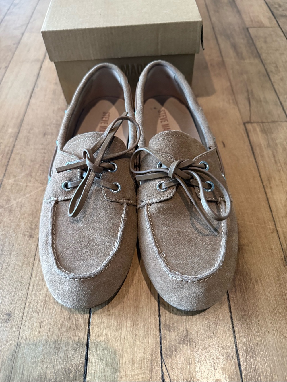 Steve Madden Suede Moccasin Loafers in Taupe